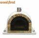Brick Outdoor Wood Fired Pizza Oven 100cm Pro Deluxe Rock Face Cast Iron Door