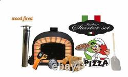 Brick outdoor wood fired Pizza oven 100cm black Deluxe black door (package)