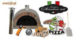Brick outdoor wood fired Pizza oven 100cm grey Pro-Italian orange brick package