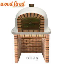 Brick outdoor wood fired Pizza oven 100cm white Deluxe model with matching stand