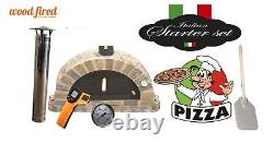Brick outdoor wood fired Pizza oven 100cm white Pro-Italian stone package