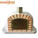 Brick Outdoor Wood Fired Pizza Oven 110cm Deluxe Extra Light Grey Orange Arch