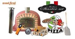 Brick outdoor wood fired Pizza oven 110cm Deluxe extra model brick red package