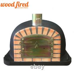 Brick outdoor wood fired Pizza oven 120cm Deluxe extra black orange arch