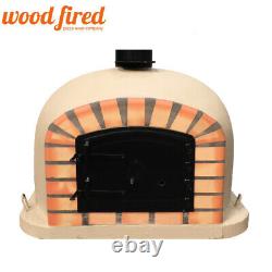 Brick outdoor wood fired Pizza oven 80cm sand Deluxe model black door