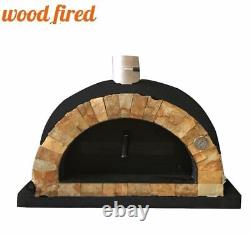 Brick outdoor wood fired Pizza oven black 100cm Pro italian rock face package