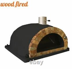 Brick outdoor wood fired Pizza oven black 100cm Pro italian rock face package