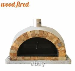 Brick outdoor wood fired Pizza oven grey 100cm Pro italian rock face package