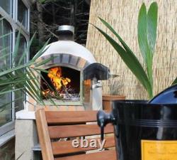 Brick wood outdoor fired Pizza oven 110cm white Deluxe model Wooden- BBQ-Quality