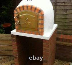 Brick wood outdoor fired Pizza oven 80cm white Deluxe model Wooden- BBQ-Quality