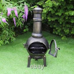 Cast Iron Chiminea Outdoor Garden Patio Heater Log Fire Pit Burner Wood Chimney