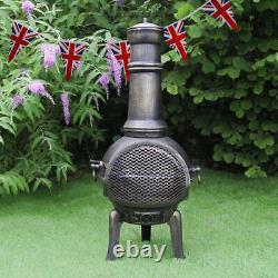 Cast Iron Chiminea Outdoor Garden Patio Heater Log Fire Pit Burner Wood Chimney