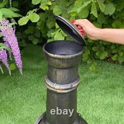 Cast Iron Chiminea Outdoor Garden Patio Heater Log Fire Pit Burner Wood Chimney