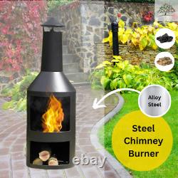 Chimenea Large Log Burner Steel Garden Decor Built Outdoor Patio Wood Heater