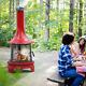 Collection Only Outdoor 1.75m Steel Chiminea Fireplace With Cooking Grill Red