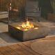 Concrete Effect Square Gas Fire Pit Outdoor Grey Mgo, Metal Ed