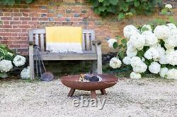 Corten Steel Outdoor Fire Pit Patio Heating Garden Log Burner 60cm Square Legs