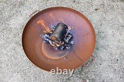 Corten Steel Outdoor Fire Pit Patio Heating Garden Log Burner 80cm Round Legs