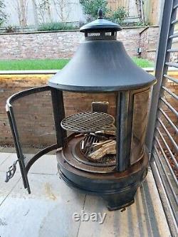 Costco Hensita Outdoor Steel Cooking Fire Pit with Swing Out Iron Barbecue