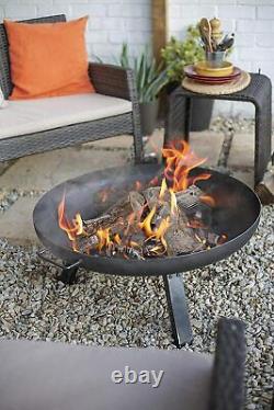 DWD Heavy Duty Oiled Steel Outdoor Fire-pit Deep Fire Bowl Patio Heater Garden