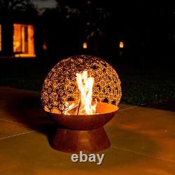 Damasque Globe Fire Pit Bowl Decorative Outdoor Garden Patio Log Wood Burner