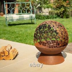 Damasque Globe Fire Pit Bowl Decorative Outdoor Garden Patio Log Wood Burner