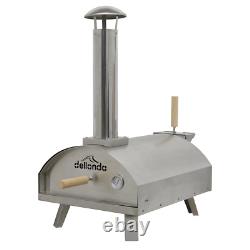 Dellonda 14 Wood-Fired Pizza Oven 380°C, Meat Smoking Stainless Steel Portable
