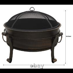 Dellonda 30 Deluxe 2-in-1 Outdoor Fire Pit & Coffee Table Antique Bronze Effect