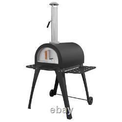 Dellonda Large Outdoor Wood-Fired Pizza Oven & Smoker With Side Shelves & Stand