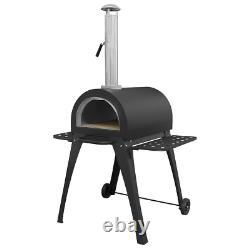 Dellonda Large Outdoor Wood-Fired Pizza Oven & Smoker With Side Shelves & Stand