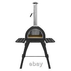 Dellonda Large Outdoor Wood-Fired Pizza Oven & Smoker With Side Shelves & Stand