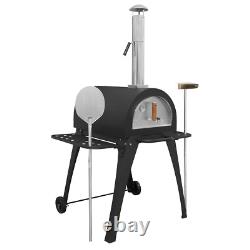 Dellonda Large Outdoor Wood-Fired Pizza Oven & Smoker With Side Shelves & Stand