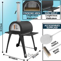 Dellonda Large Outdoor Wood-Fired Pizza Oven & Smoker With Side Shelves & Stand