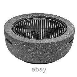 Dellonda Round MgO Fire Pit with BBQ Grill, Ø60cm, Safety Mesh Screen