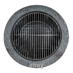 Dellonda Round MgO Fire Pit with BBQ Grill, Ø60cm, Safety Mesh Screen