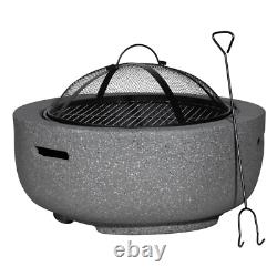 Dellonda Round MgO Outdoor Garden Patio Fire Pit Wood Burner & BBQ Cooking Grill