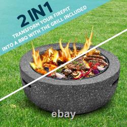 Dellonda Round MgO Outdoor Garden Patio Fire Pit Wood Burner & BBQ Cooking Grill