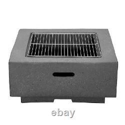 Dellonda Square MgO Fire Pit with BBQ Grill, Safety Mesh Screen Dark Grey