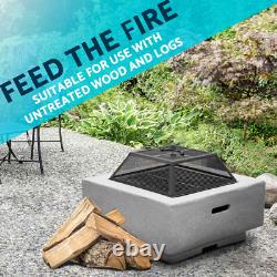 Dellonda Square MgO Outdoor Garden Patio Fire Pit Wood Burner BBQ Cooking Grill