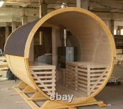 Deluxe Outdoor Barrel sauna full rear glass wall Heater M3 wood fired heater