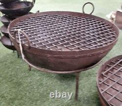Extra Large Kadai Fire Pit BBQ Wood Burner Garden Fire Pit With Stand And Grill