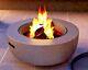 Faux Concrete Round Fire Pit & Bbq Grill Bowl For Garden, Luxury Stone Fire