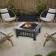 Fire Pit Bbq Firepit 3 In1 Fire Pit Brazier Square Patio Heater Outdoor Garden