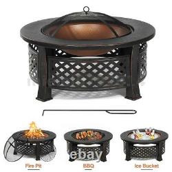 Fire Pit BBQ Ice Pit Heavy Large Outdoor Garden Heater Round Table Brazier&Grill