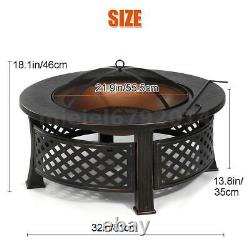 Fire Pit BBQ Ice Pit Heavy Large Outdoor Garden Heater Round Table Brazier&Grill