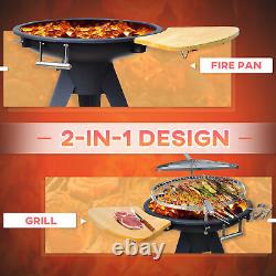 Fire Pit BBQ Round Wood Burning Charcoal Grill Party Barbeque Camping Outsunny