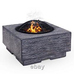 Fire Pit & Bbq Grill Wood Effect Outdoor Garden Mgo Patio Heater Uv Poker Mesh