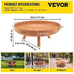 Fire Pit Bowl Portable Handles Outdoor Wood Burning Carbon Steel Fire Bowl