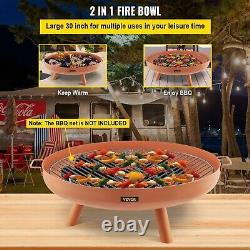 Fire Pit Bowl Portable Handles Outdoor Wood Burning Carbon Steel Fire Bowl