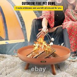 Fire Pit Bowl Portable Handles Outdoor Wood Burning Carbon Steel Fire Bowl